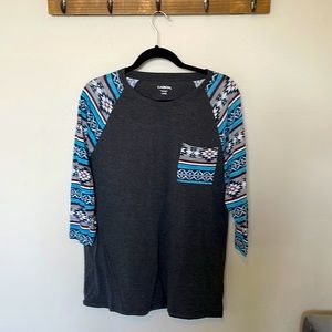Carbon Aztec unisex soft baseball tee large gray blue maroon